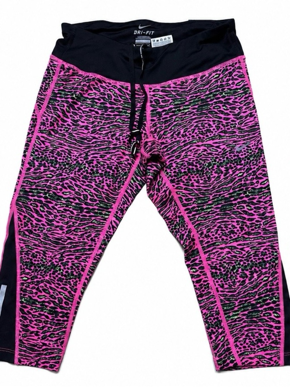 Y2K McBling Baddie Nike Dri-FIT Animal Print Capri Leggings Small Yoga Active